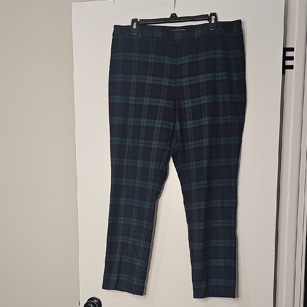 Lands' End Blue and Green Plaid Pants